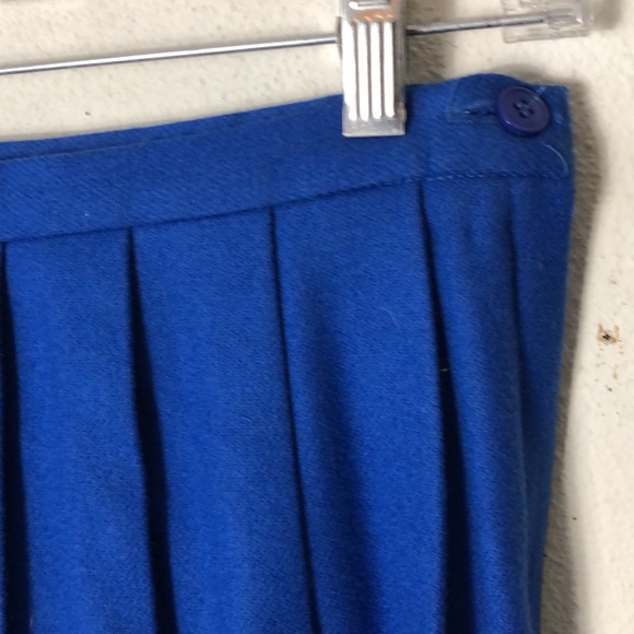 Vintage Career Editions Blue 100% Wool Pleated Skirt made USA 12 - Picture 3 of 6